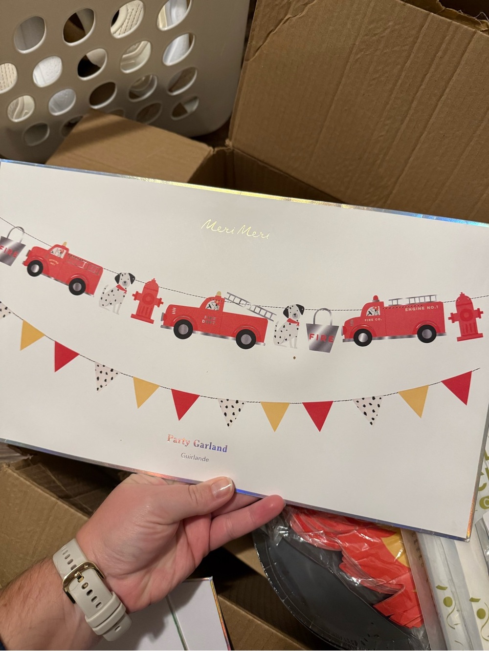 Meri Meri Red and Yellow Fire Truck Party Garland